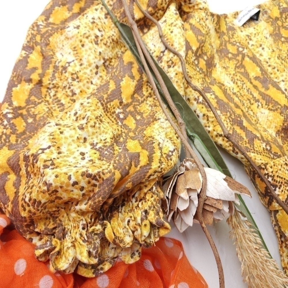 New Anthropologie Faithful the Brand Yellow Brown Boho Maxi Dress Sz 8 - Picture 8 of 13